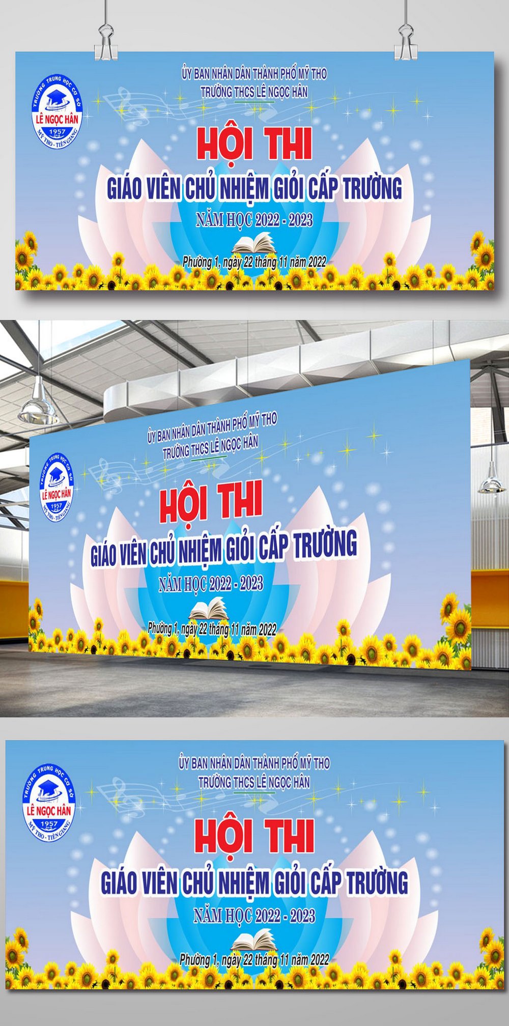 Backdrop Hội thi giáo viên giỏi cấp trường file corel