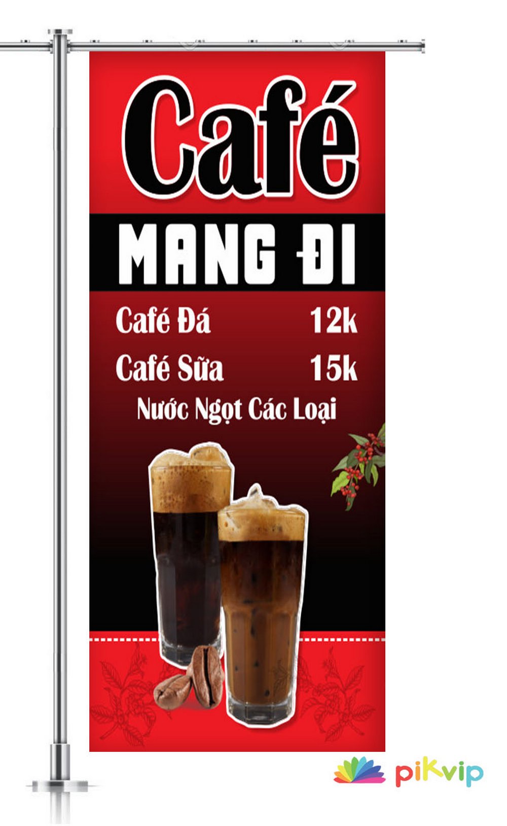 Phướn treo quảng cáo quán cà phê mang đi file corel