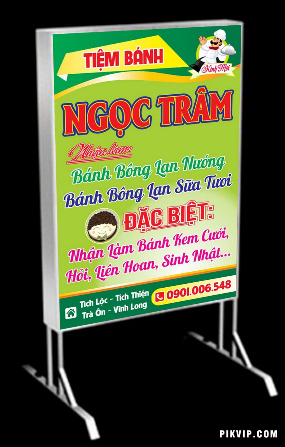 Bảng quảng cáo tiệm bánh ngọc trâm file corel