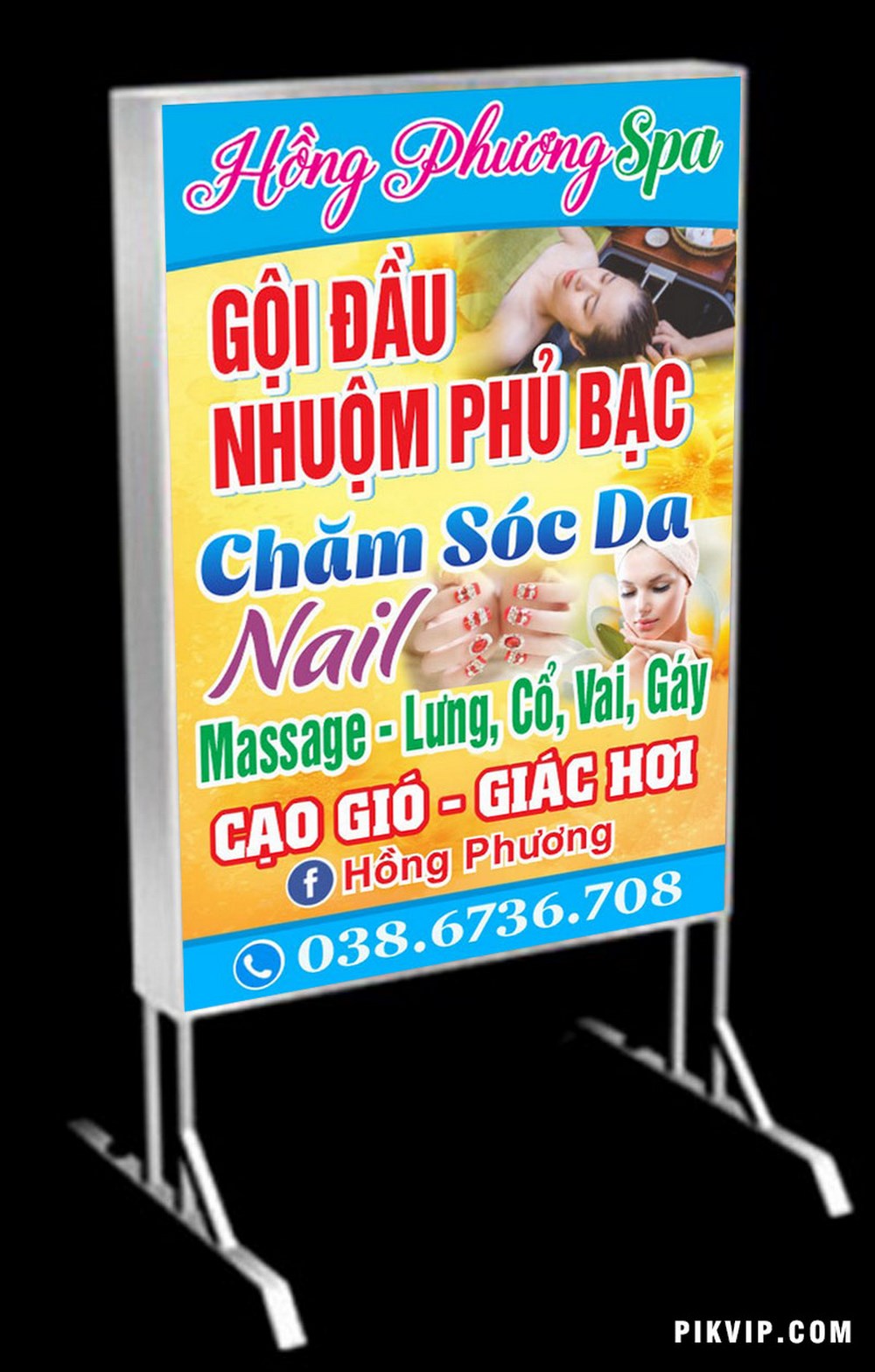 Bảng quảng cáo riệm gội đầu spa hồng phương file corel