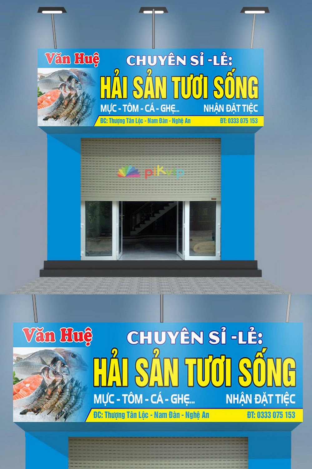 Mẫu bảng hiệu cửa hàng hải sản tươi sống corel cdr