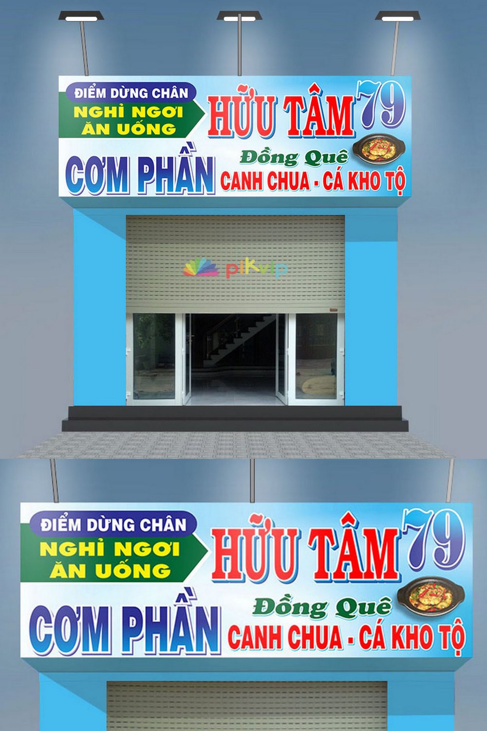 Mẫu bảng hiệu quán cơm hữu tâm 79 file corel