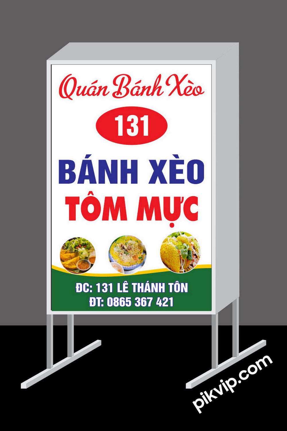 Biển vẫy tiệm bánh xèo tôm mực file Corel