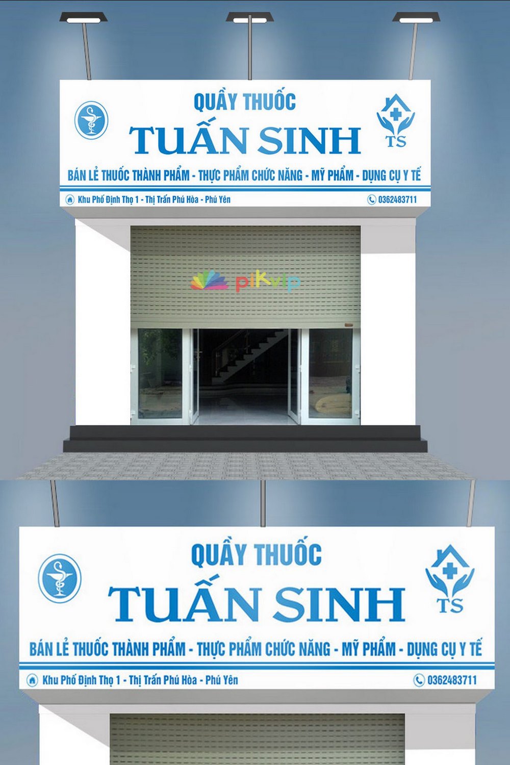 Bảng quảng cáo quầy thuốc Tuấn Sinh 02 file Corel