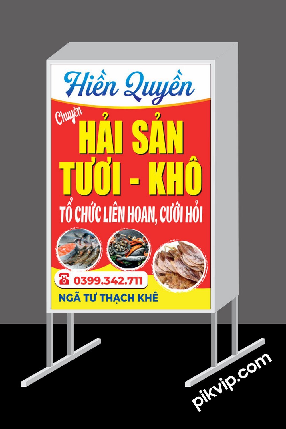 Biển quảng cáo hải sản tươi khô