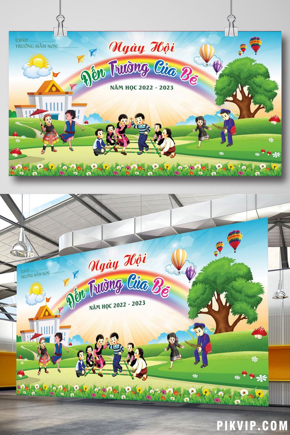 Backdrop sân khấu ngày hội đến trường của bé 2023 file corel x3 02