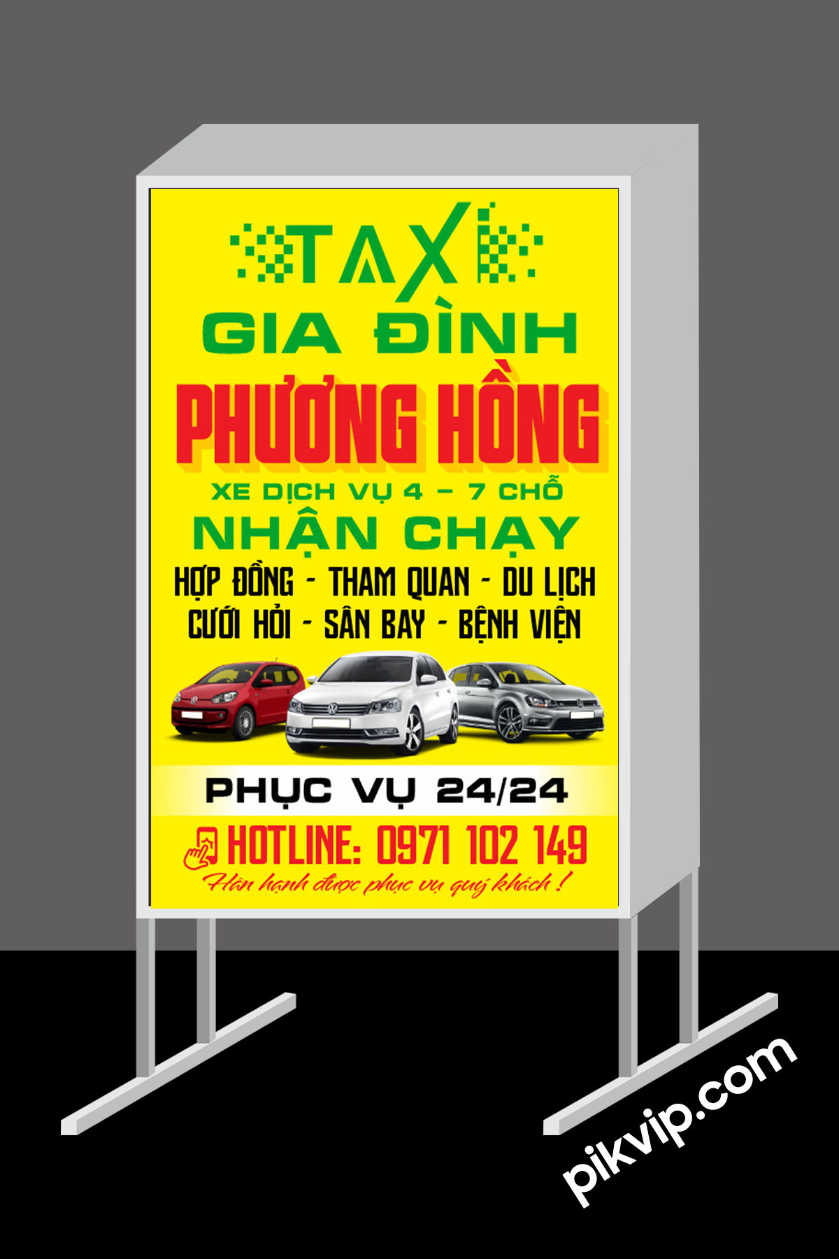 Mẫu bảng vẫy Taxi gia đình phượng hồng file corel