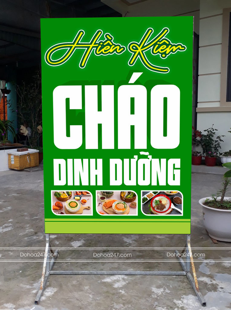 Mẫu bảng quảng cáo cửa hàng cháo dinh dưỡng hiền kiệm