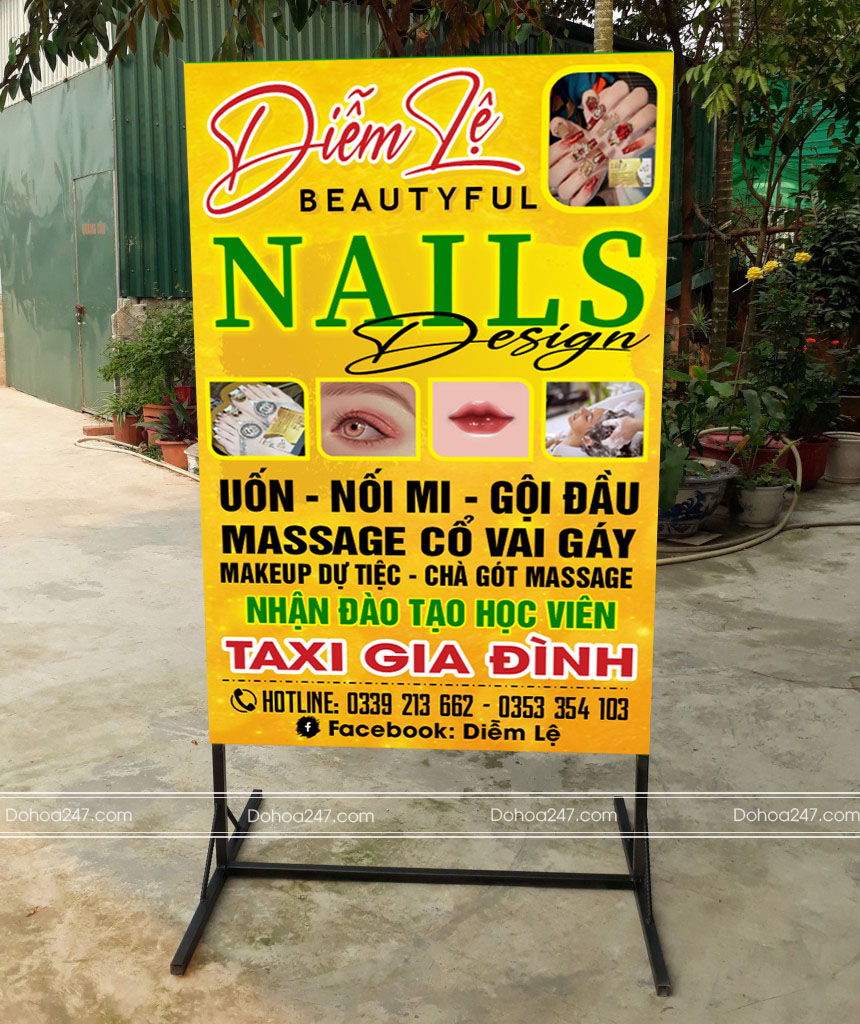 Mẫu bảng quảng cáo tiệm nails diễm lệ