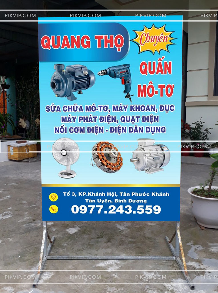 Bảng quảng cáo hộp đèn sữa chữa mô tơ quang thọ 