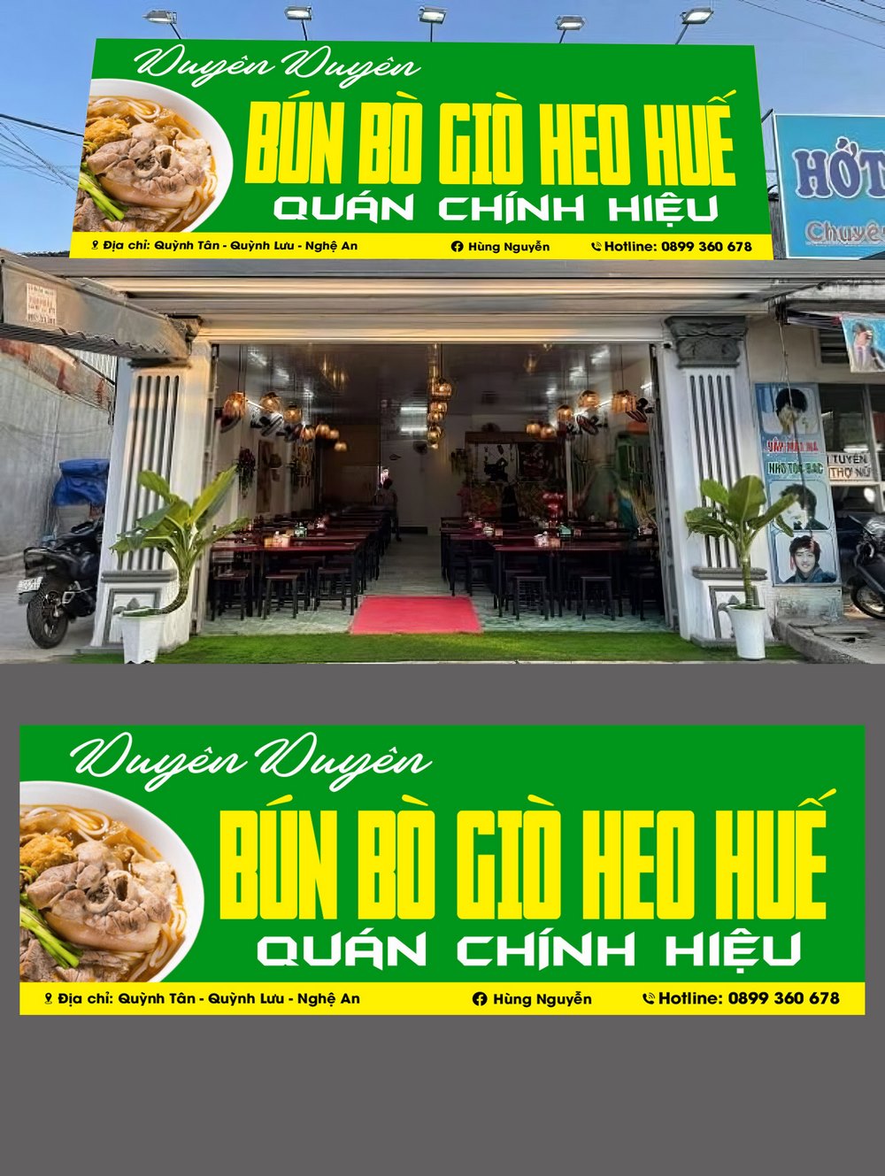 Mẫu bảng quảng cáo quán ăn bún bò giò heo huế cdr