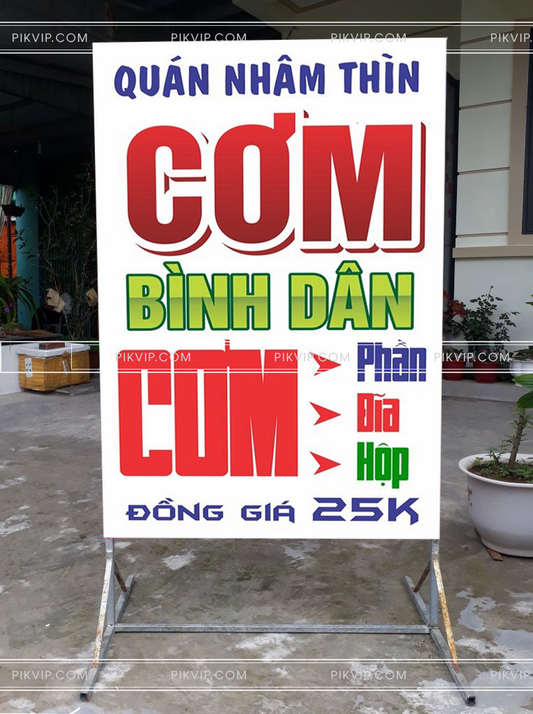 Bảng quảng cáo hộp đèn quán cơm bình dân file corel