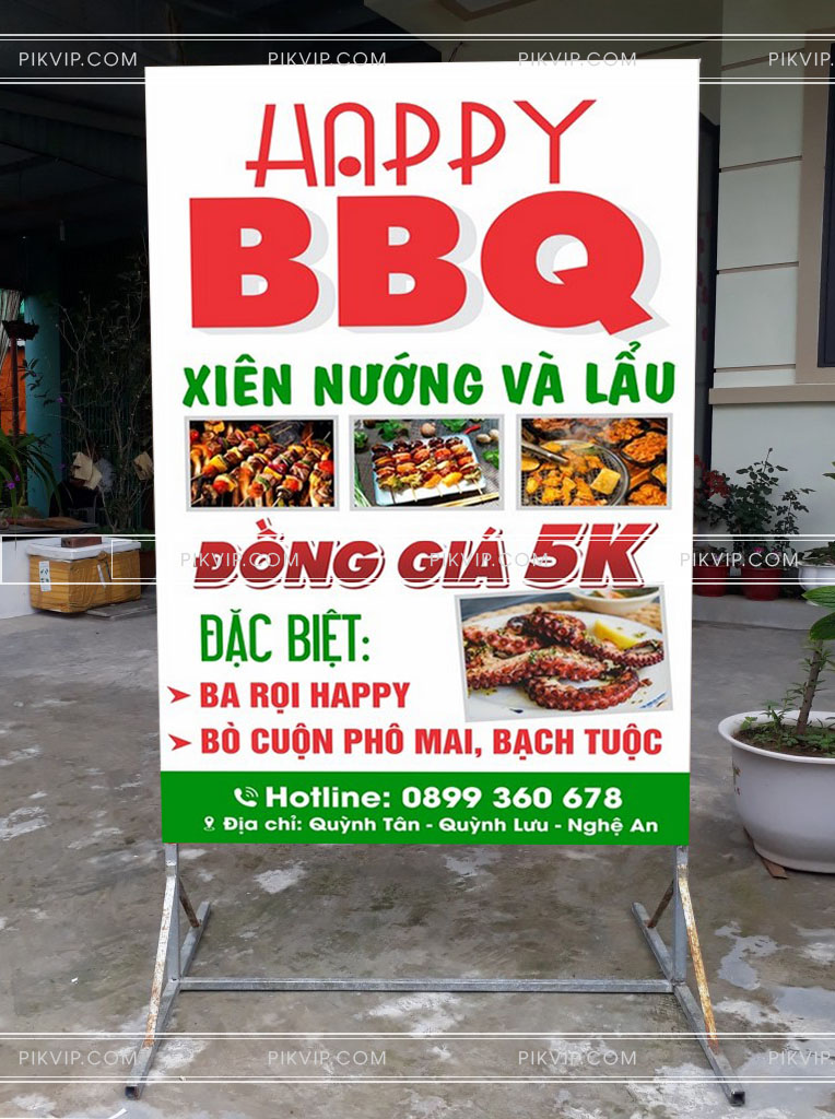 Bảng quảng cáo hộp đèn quán xiên nướng BBQ