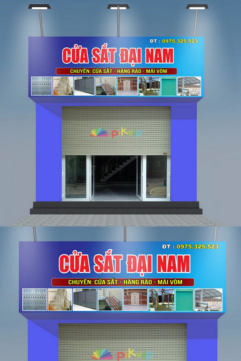 Mẫu biển quảng cáo cửa sắt