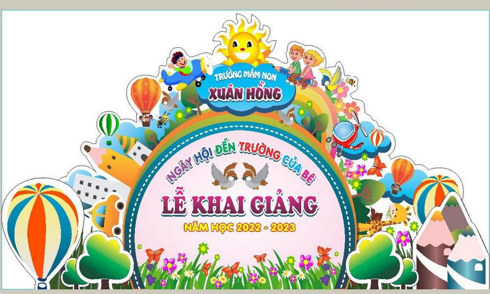 Phông nền lễ khai giảng năm học trường mầm non