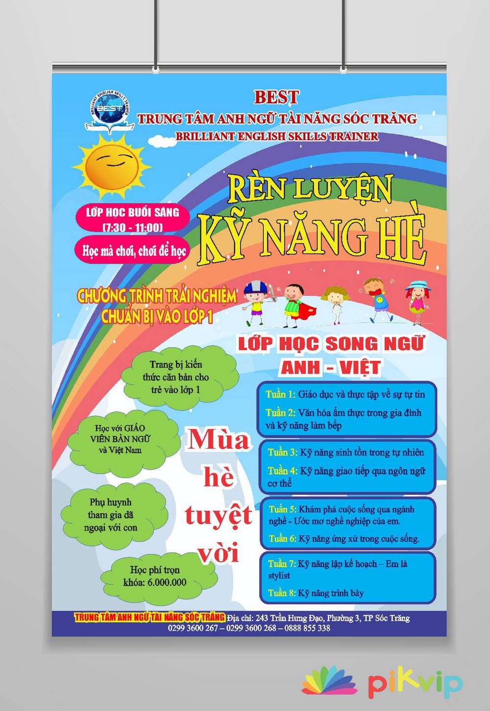 Poster rèn luyện tiếng anh kỹ năng hè