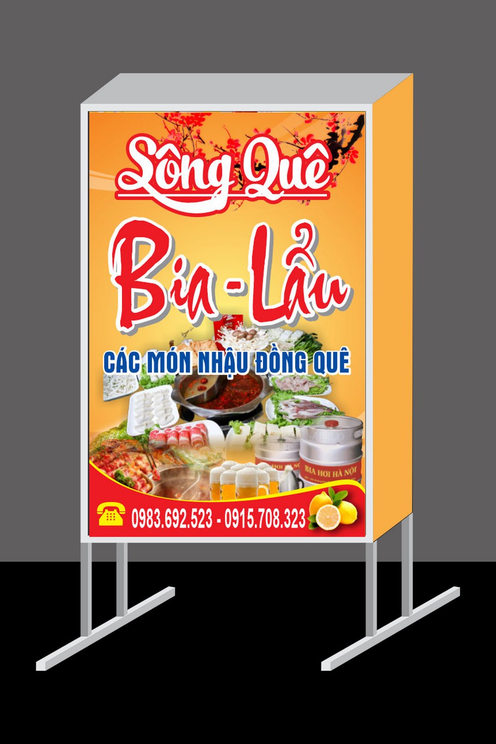 Mẫu biển vãy nhà hàng bia lẩu sông quê