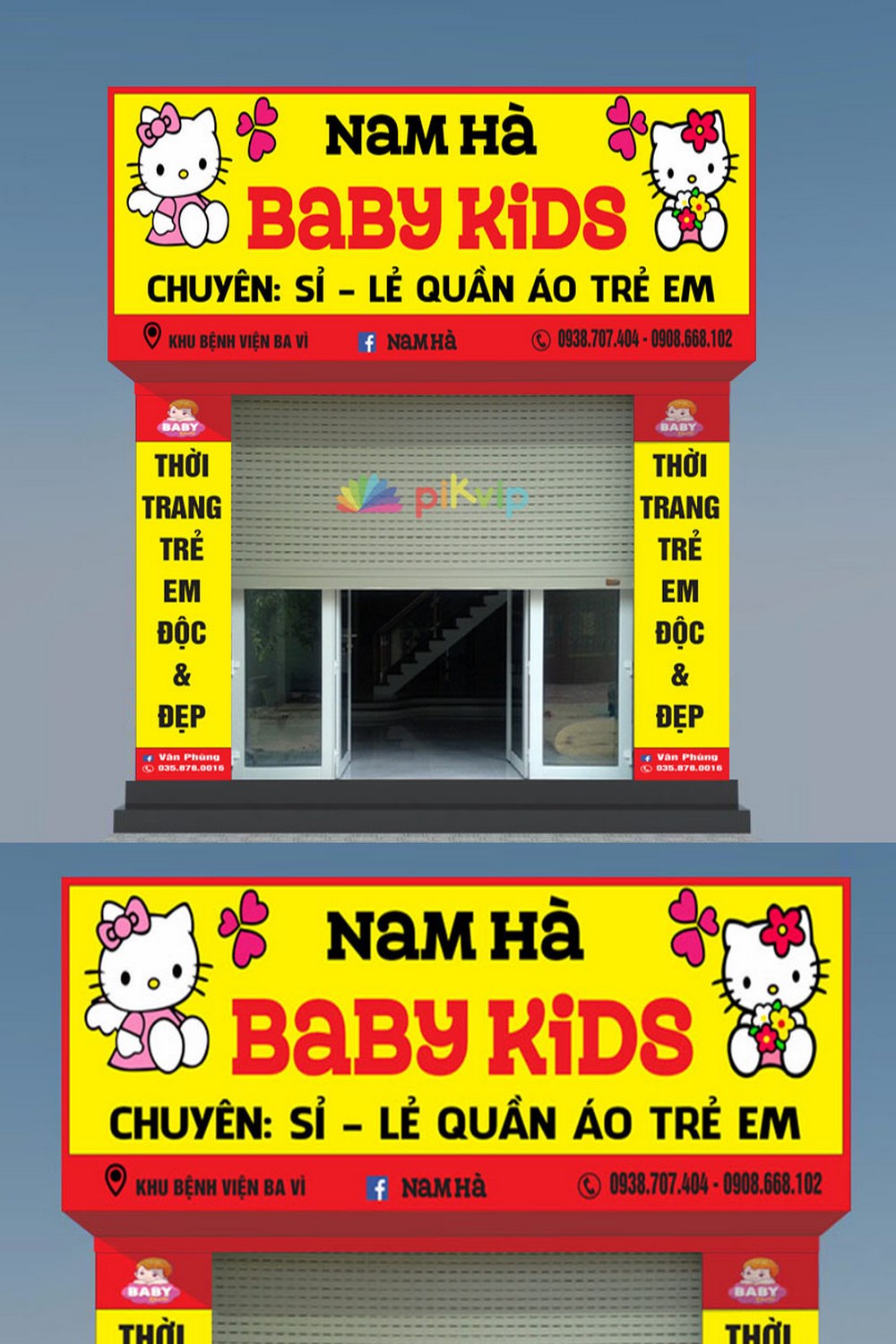 Mẫu biển quảng cáo shop thời trang trẻ em Nam Hà Bby kids