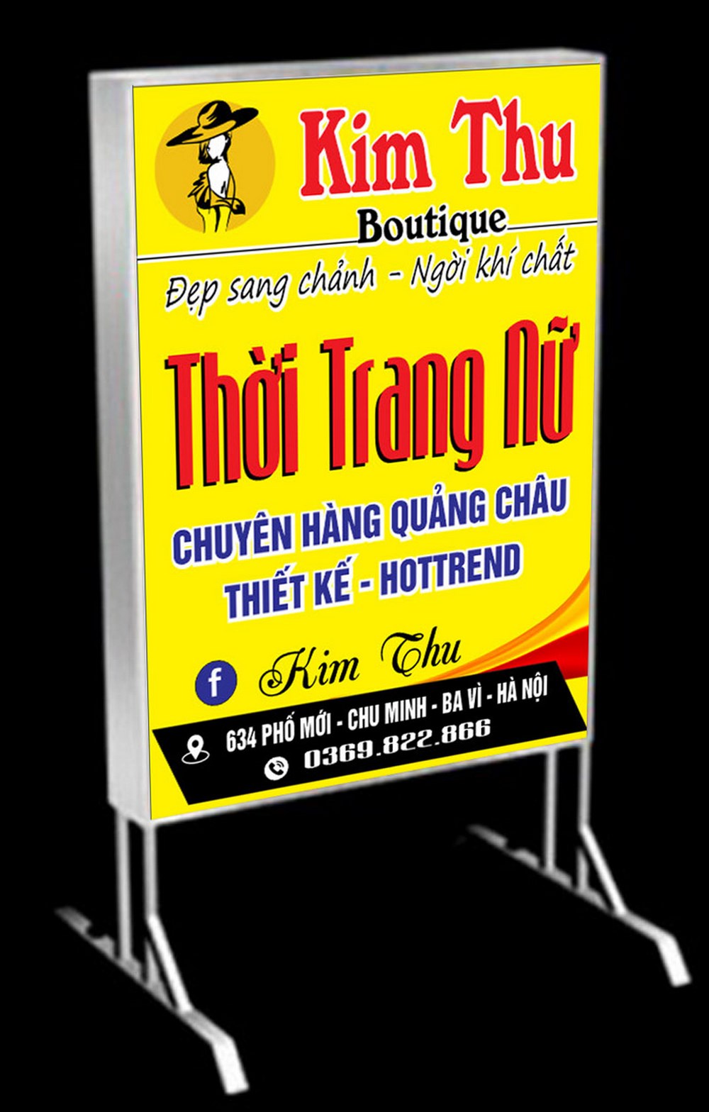 Mẫu biển hộp shop thời tang nam nữ kim thư cdr