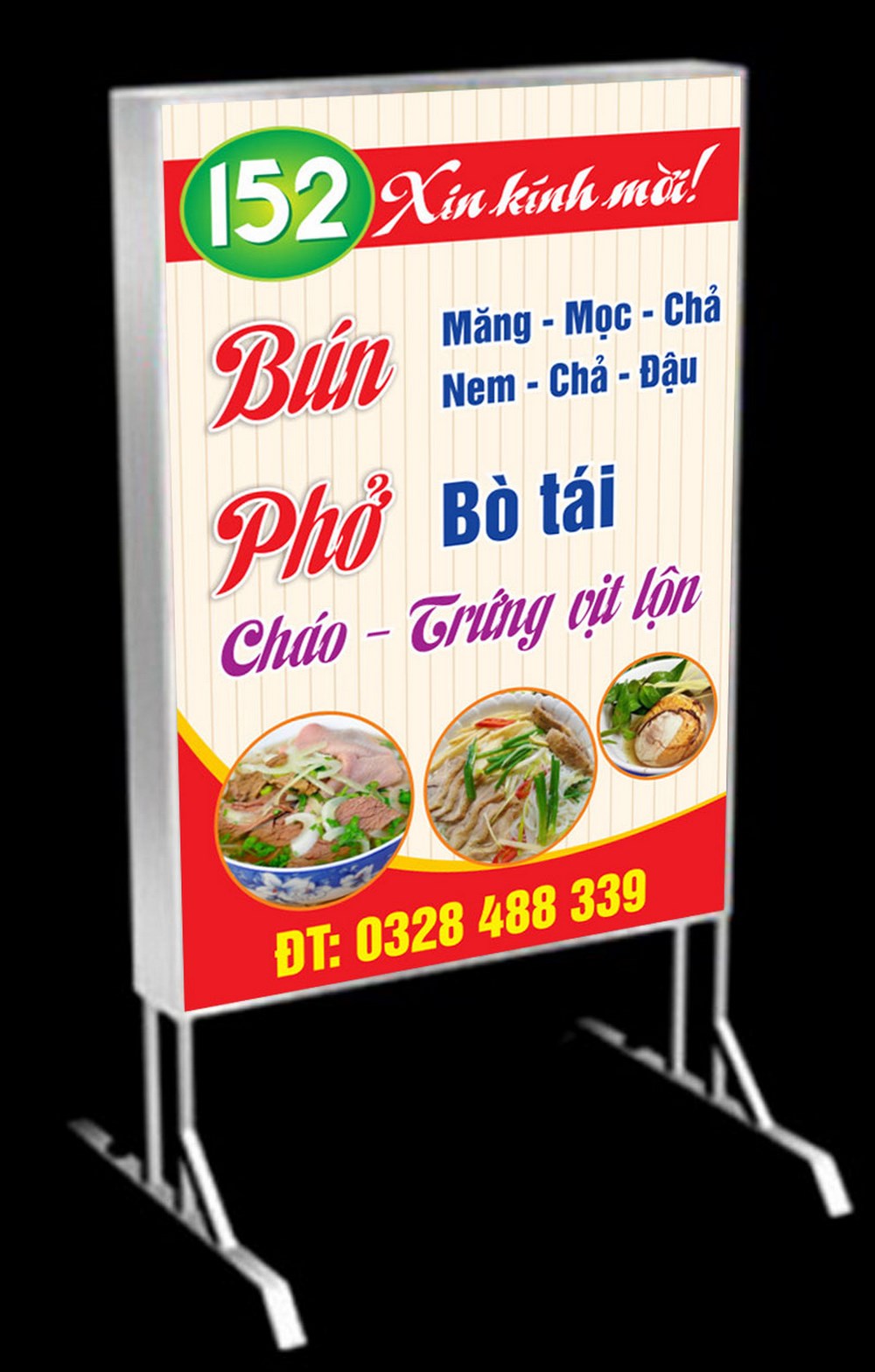 Mẫu biển vẫy tiệm ăn sáng bún phở