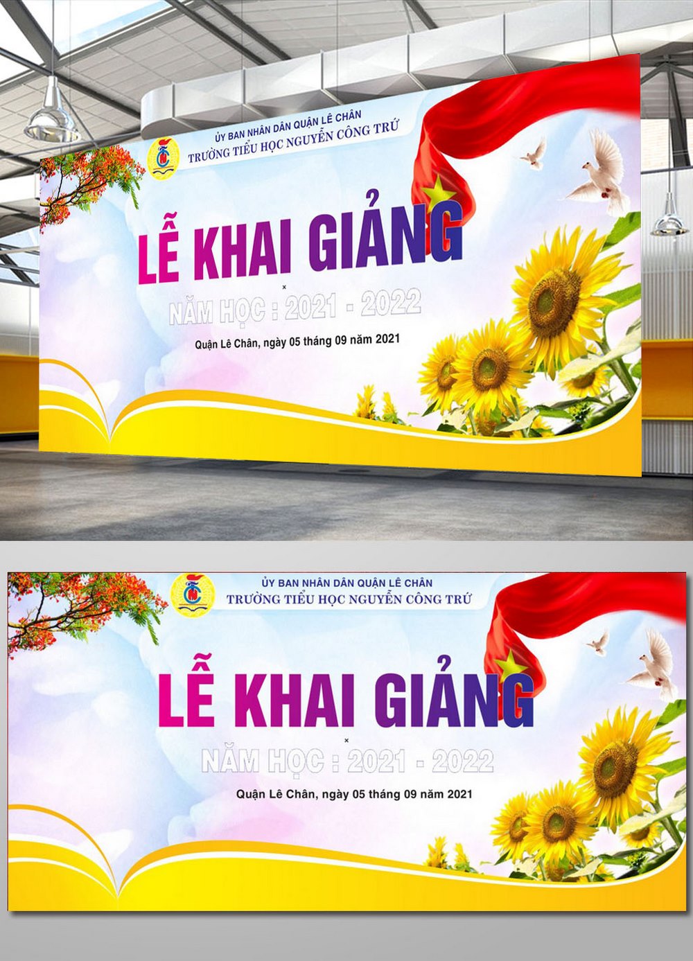 Mẫu Phông nền khai giảng năm học mới file corel