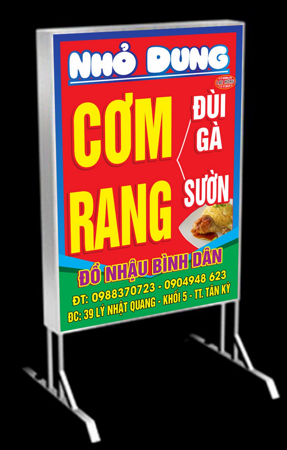 Biển Quảng Cáo quán cơm gà nhỏ dung