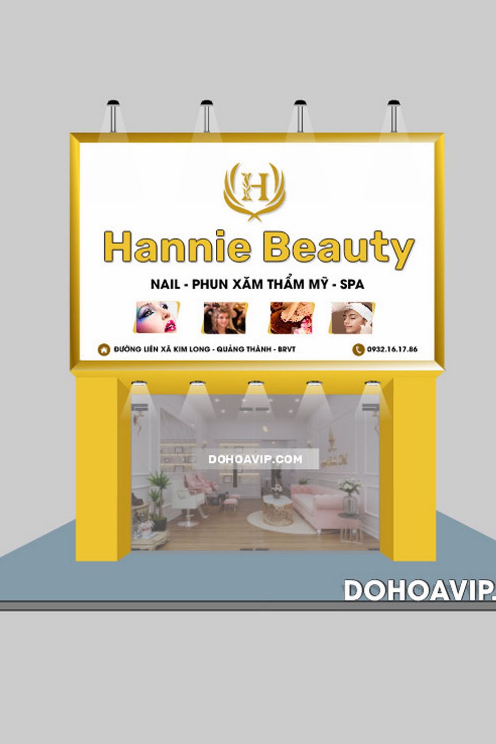 Mẫu bảng hiệu tiệm spa nail Hannie