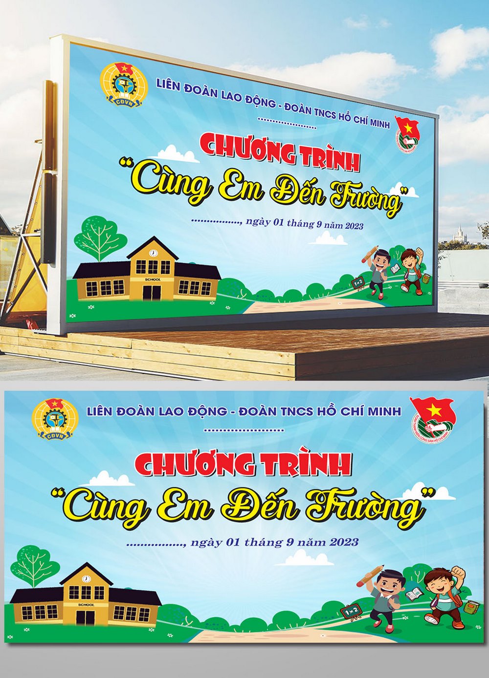 Mẫu phông nền chường trình cùng em đến trường