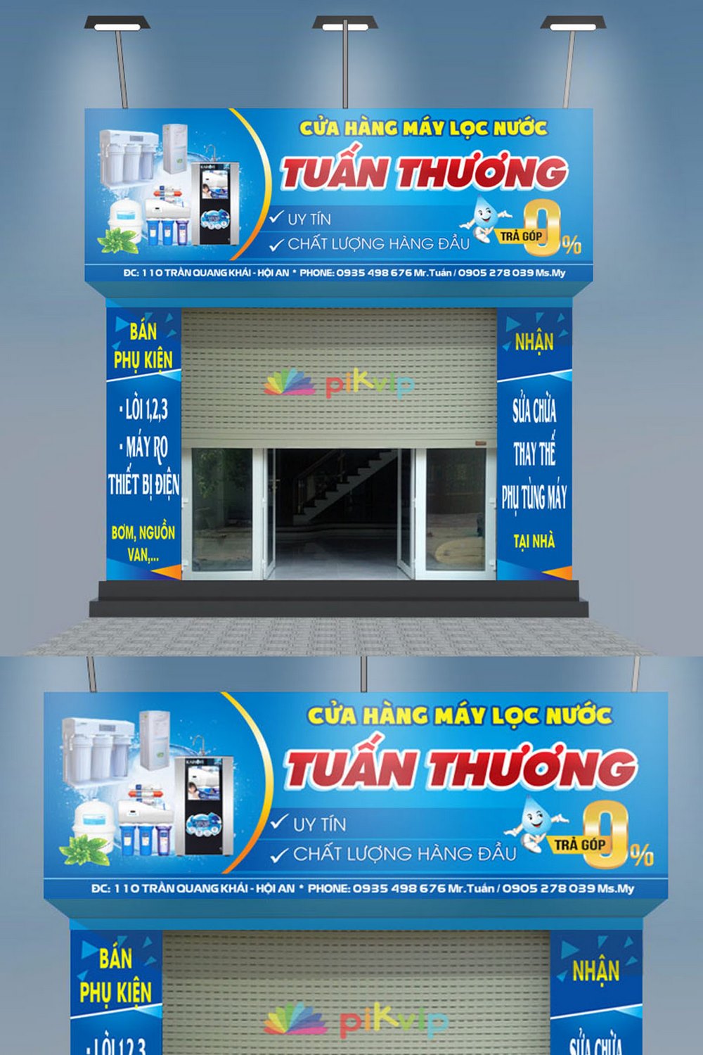 Mẫu biển quảng cáo cửa hàng máy lọc nướng Tuấn Thương