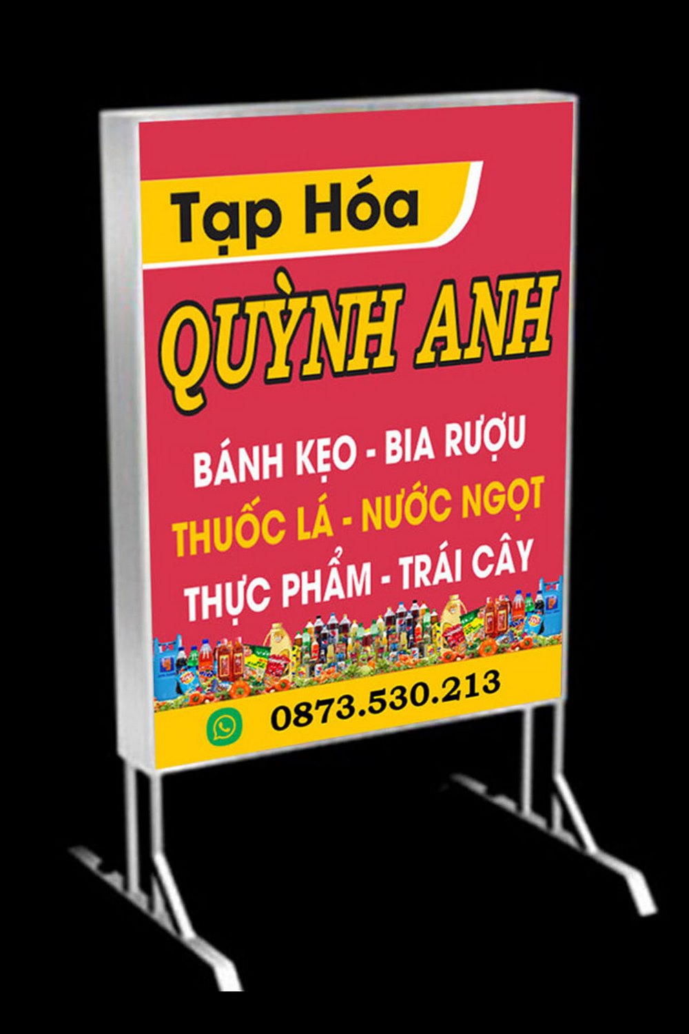 Mẫu biển vẫy quảng cáo tiệp tạp hóa quỳnh anh file corel