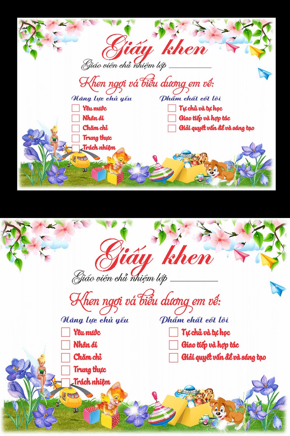 Giấy khen mầm non 4