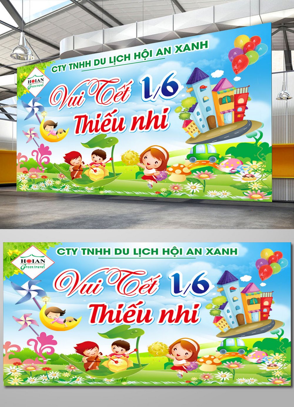 Mẫu maket phông nền vui tết thiếu nhi 02