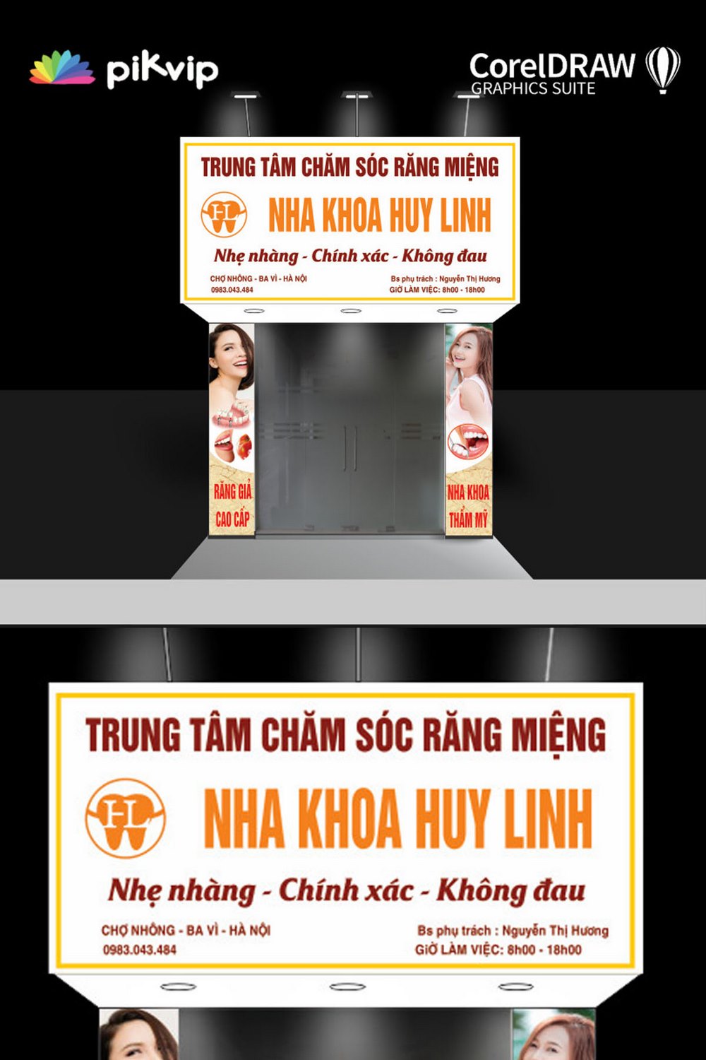 Mẫu biển bảng nha khoa huy linh