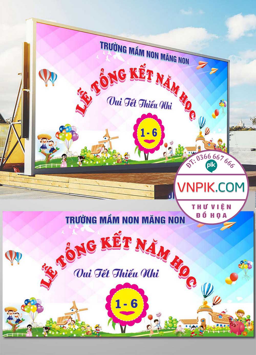 Backdrop sân khấu Phông nền tổng kết năm học 3