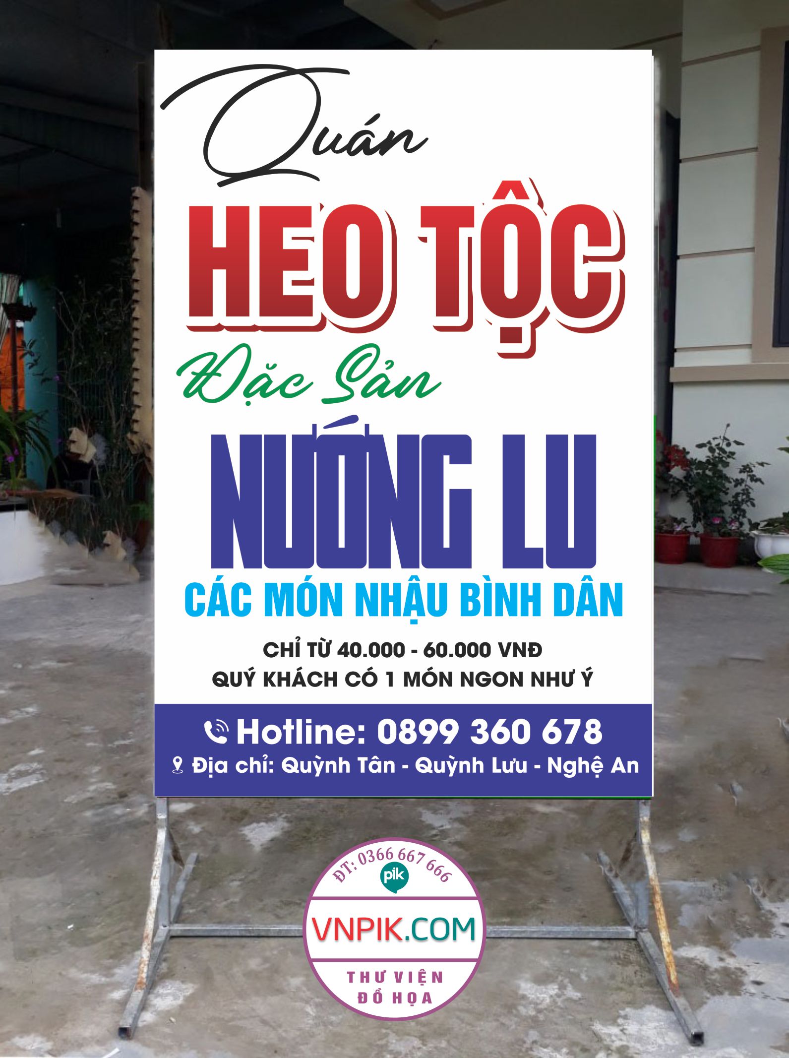 Bảng quảng cáo hộp đèn quán nhậu heo tộc nướng lu