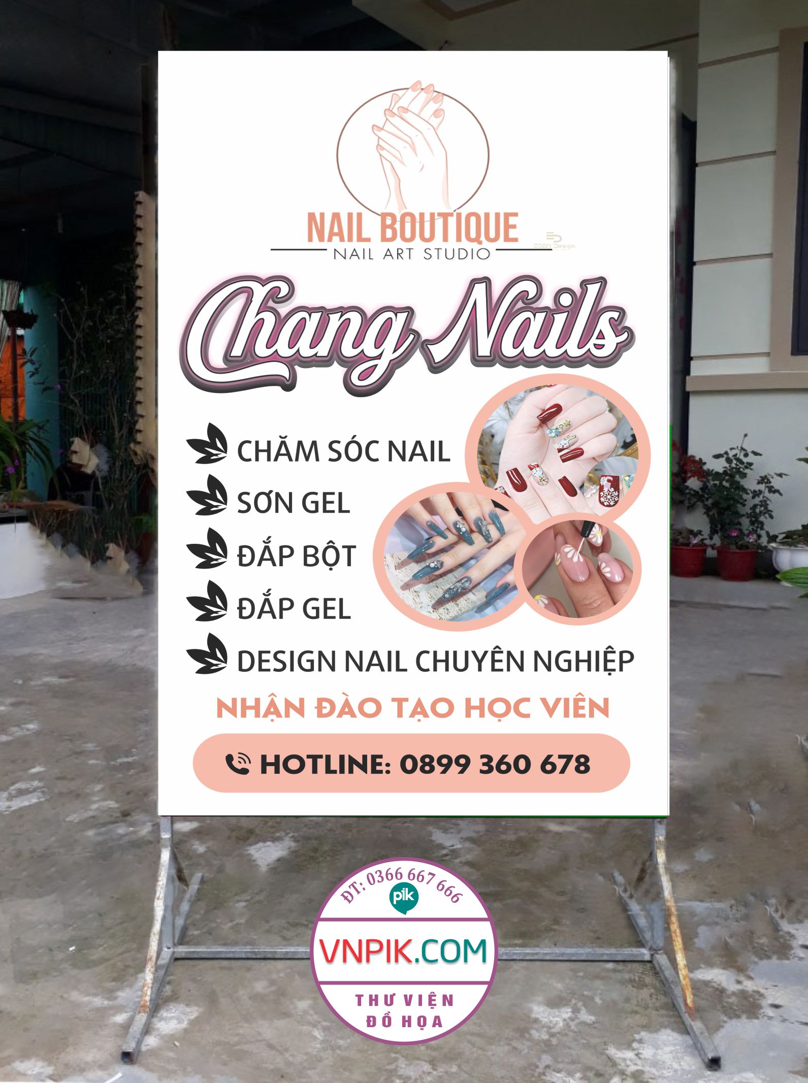 Bảng quảng cáo hộp đèn quántiệm nail chang