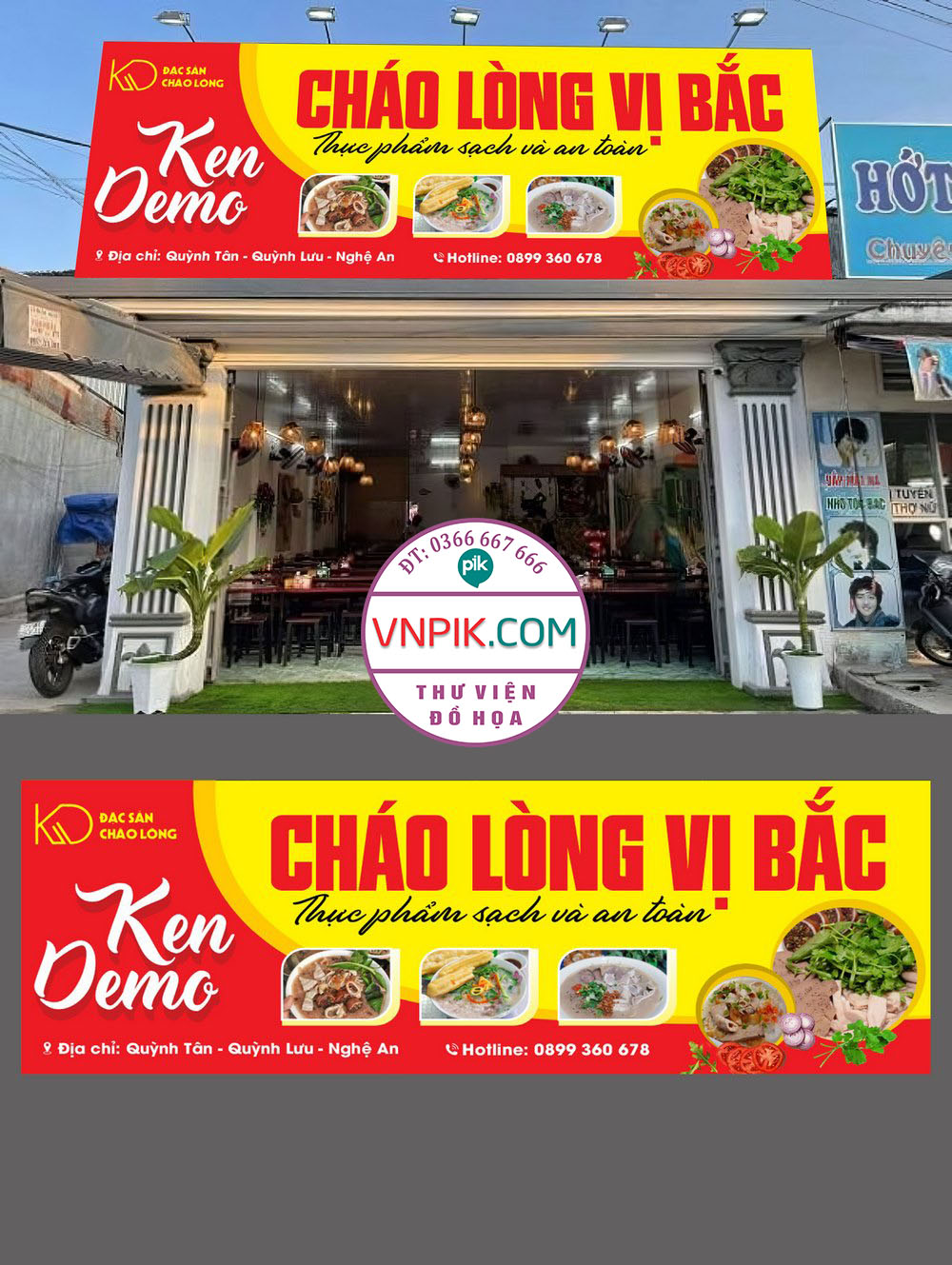 Mẫu bảng quảng cáo quán cháo lòng vị bắc ken demo