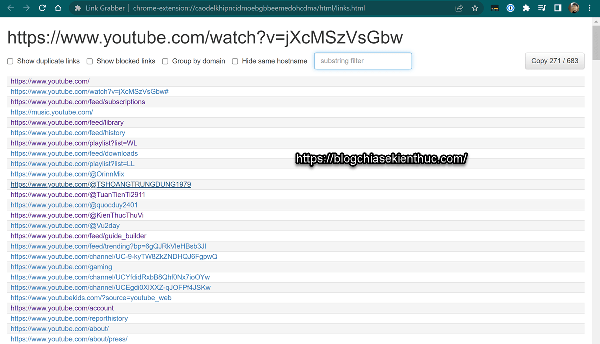 Cách lấy toàn bộ link (URL) trên một trang web bất kỳ
