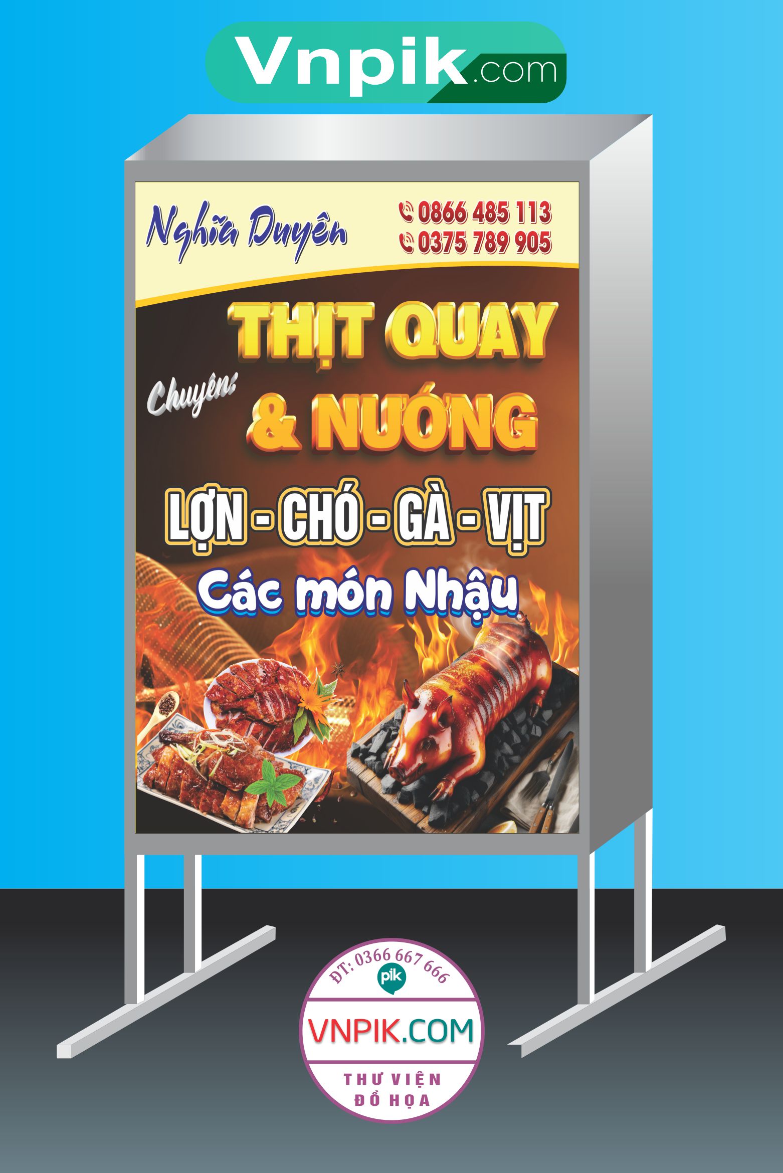 Mẫu biển vẫy lợn , chó, gà vịt quay Nghĩa Duyên mẫu 01