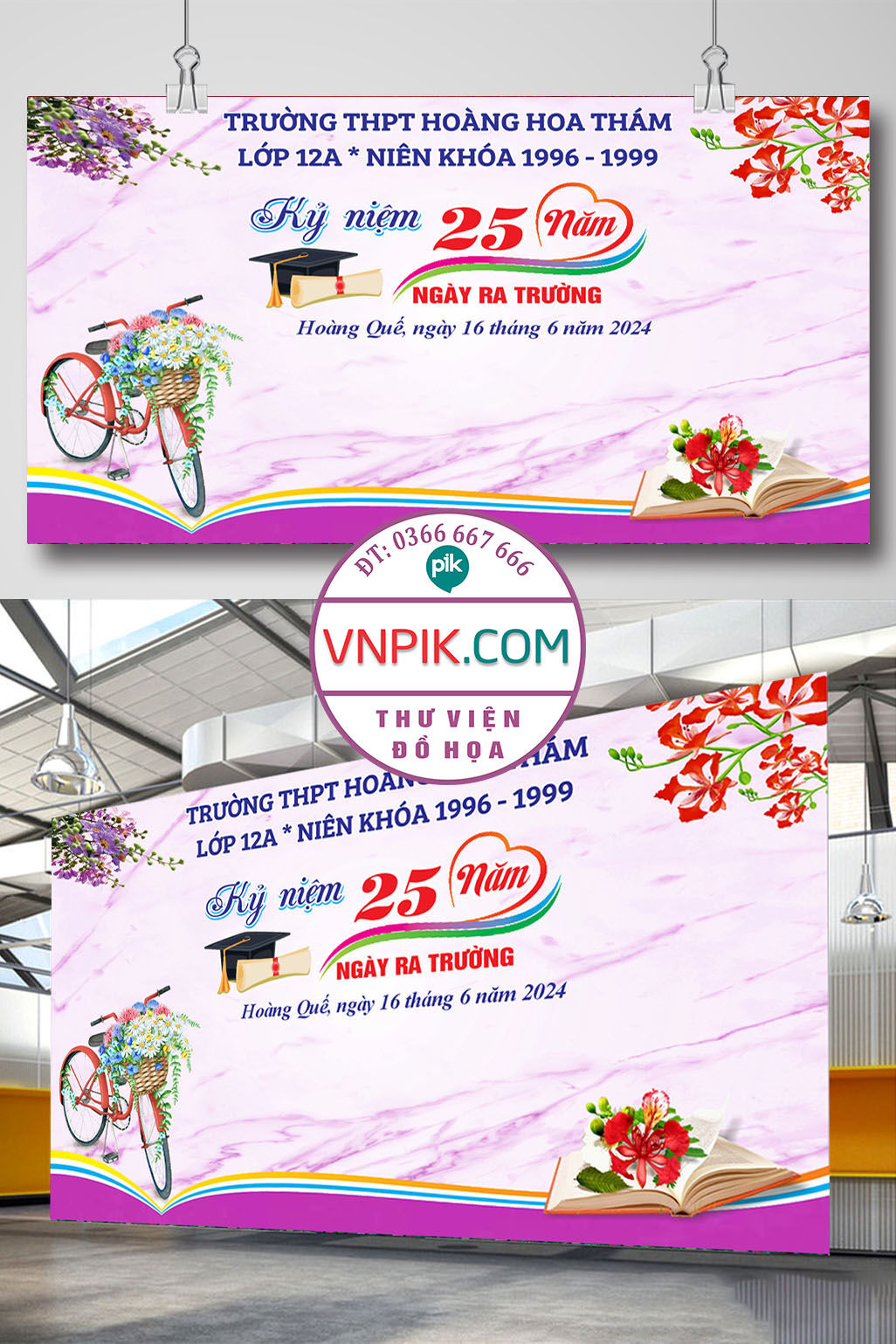 Backdrop kỷ niệm 25 năm ngày ra trường file corel