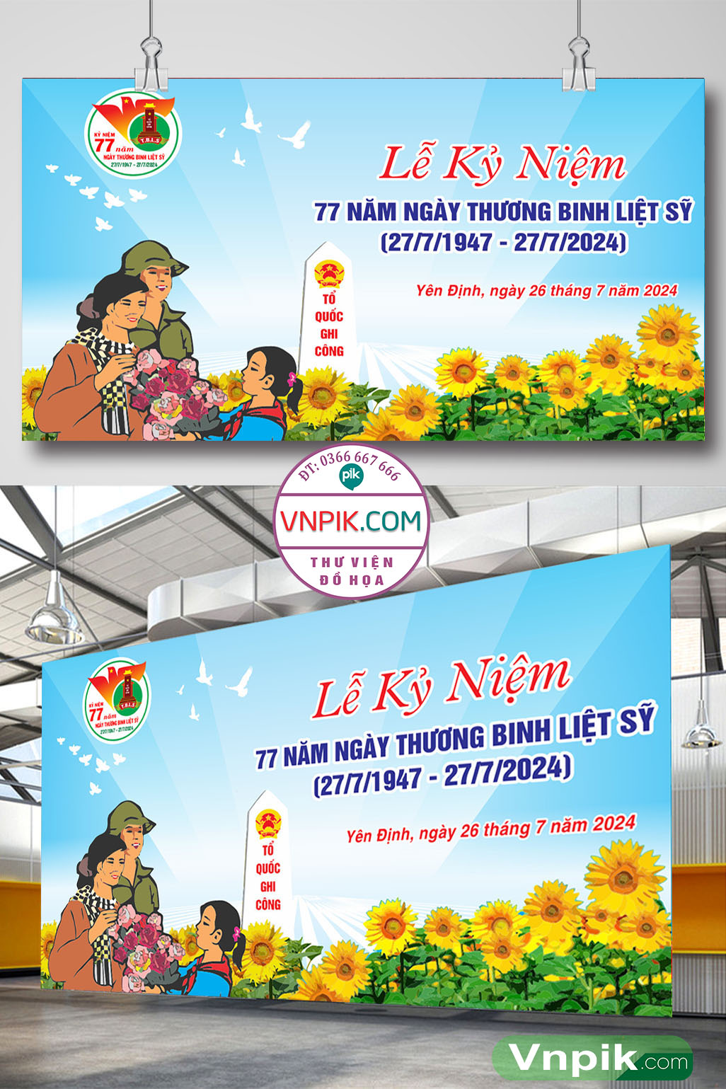 Backdrop lễ kỷ niệm 77 năm ngày thương binh kiệt sĩ 27 tháng 7 file corel 03