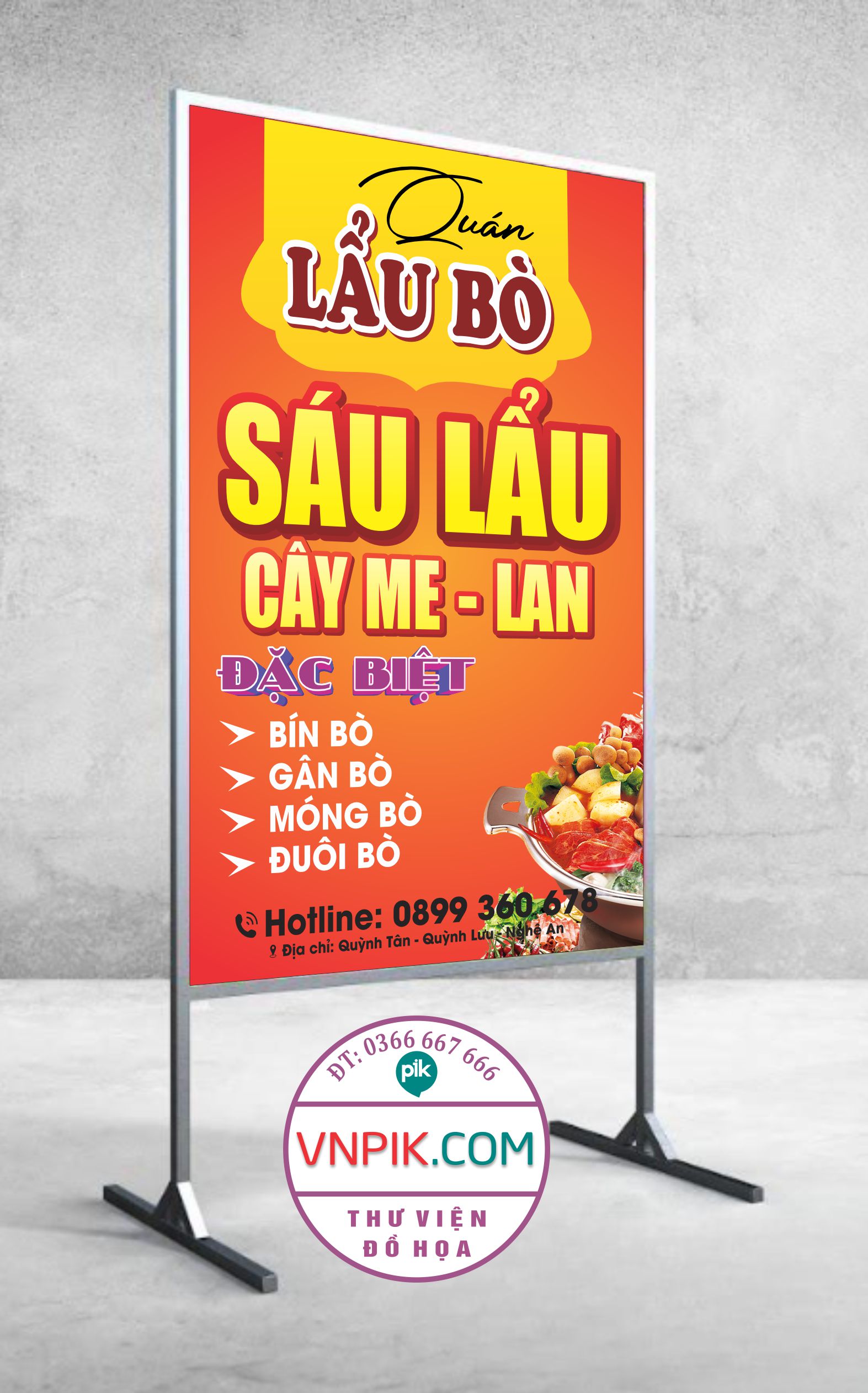 Bảng quảng cáo hộp đèn quán lẩu bò sáu lẩu