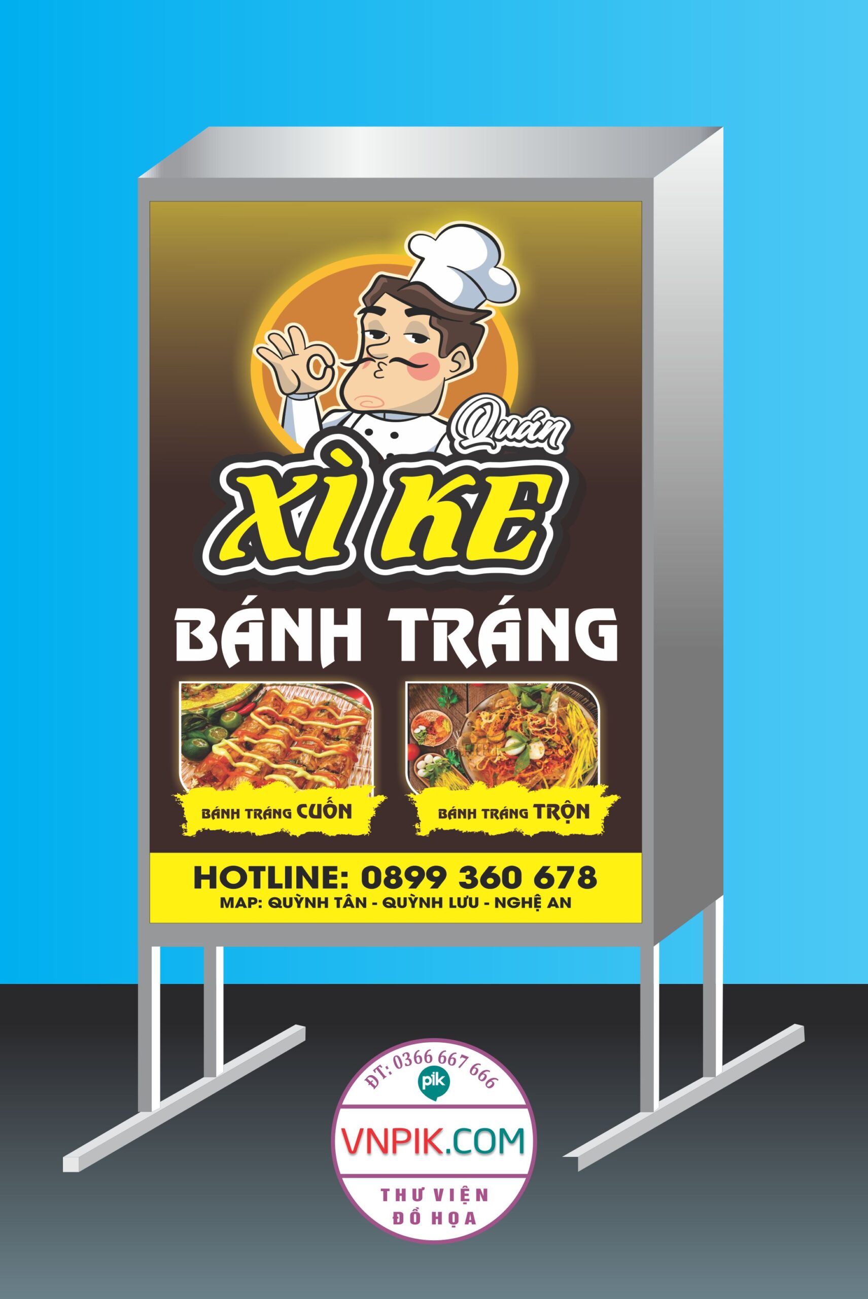 Biển vẩy cửa hàng ăn vặt bánh tráng xì ke cdr