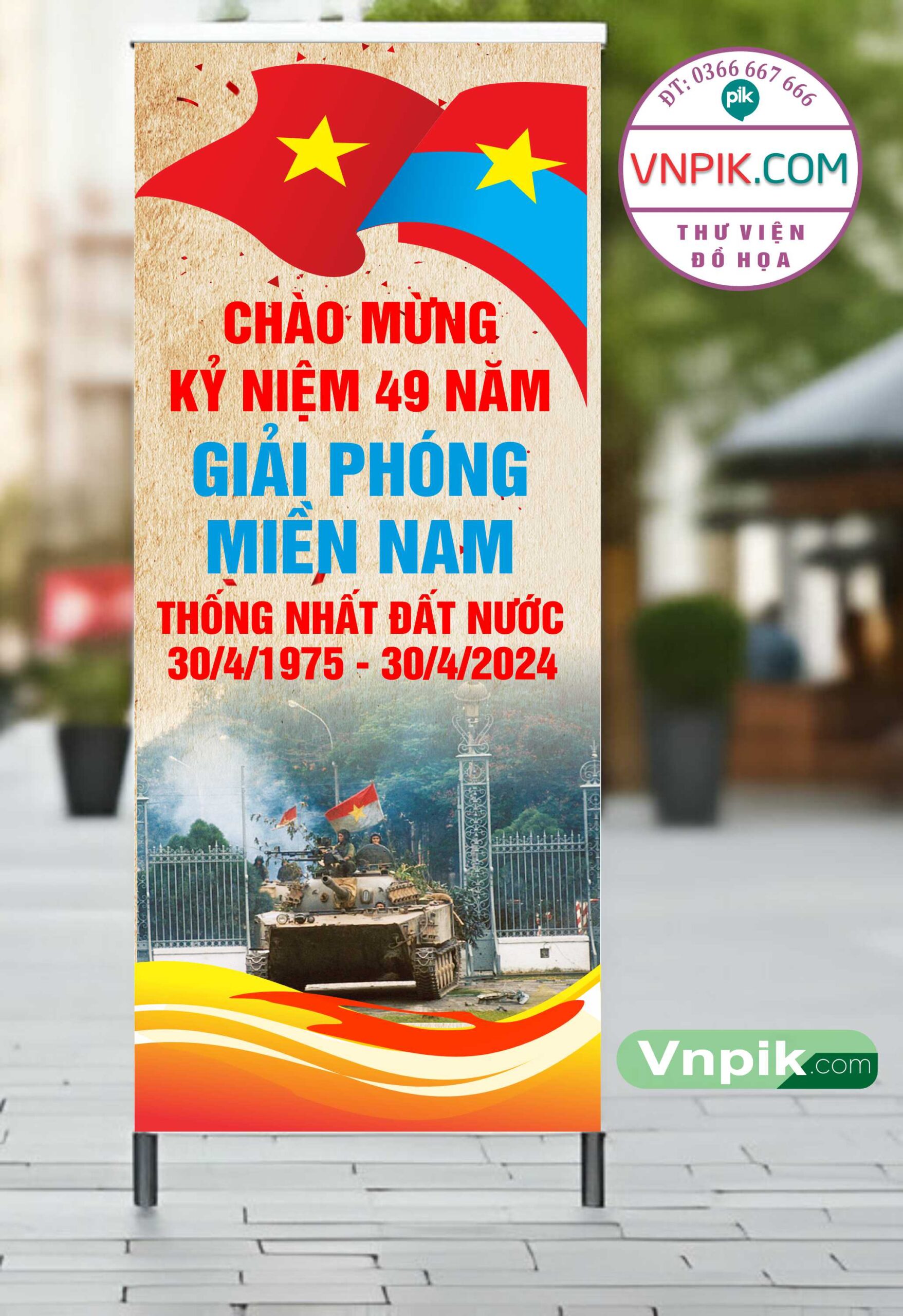 Mẫu Standee giải phóng miền nam 30 tháng 4 mẫu 01