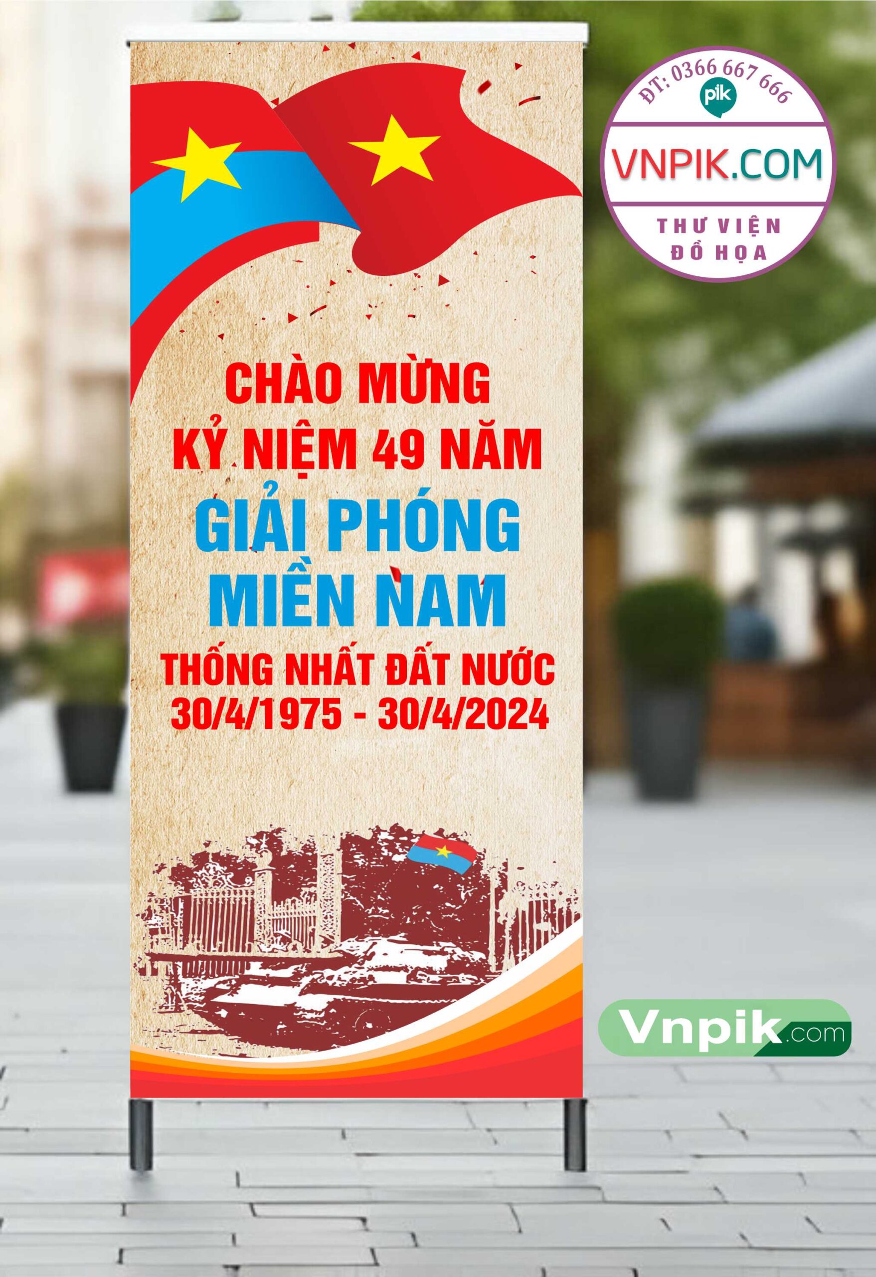 Mẫu Standee giải phóng miền nam 30 tháng 4 mẫu 02