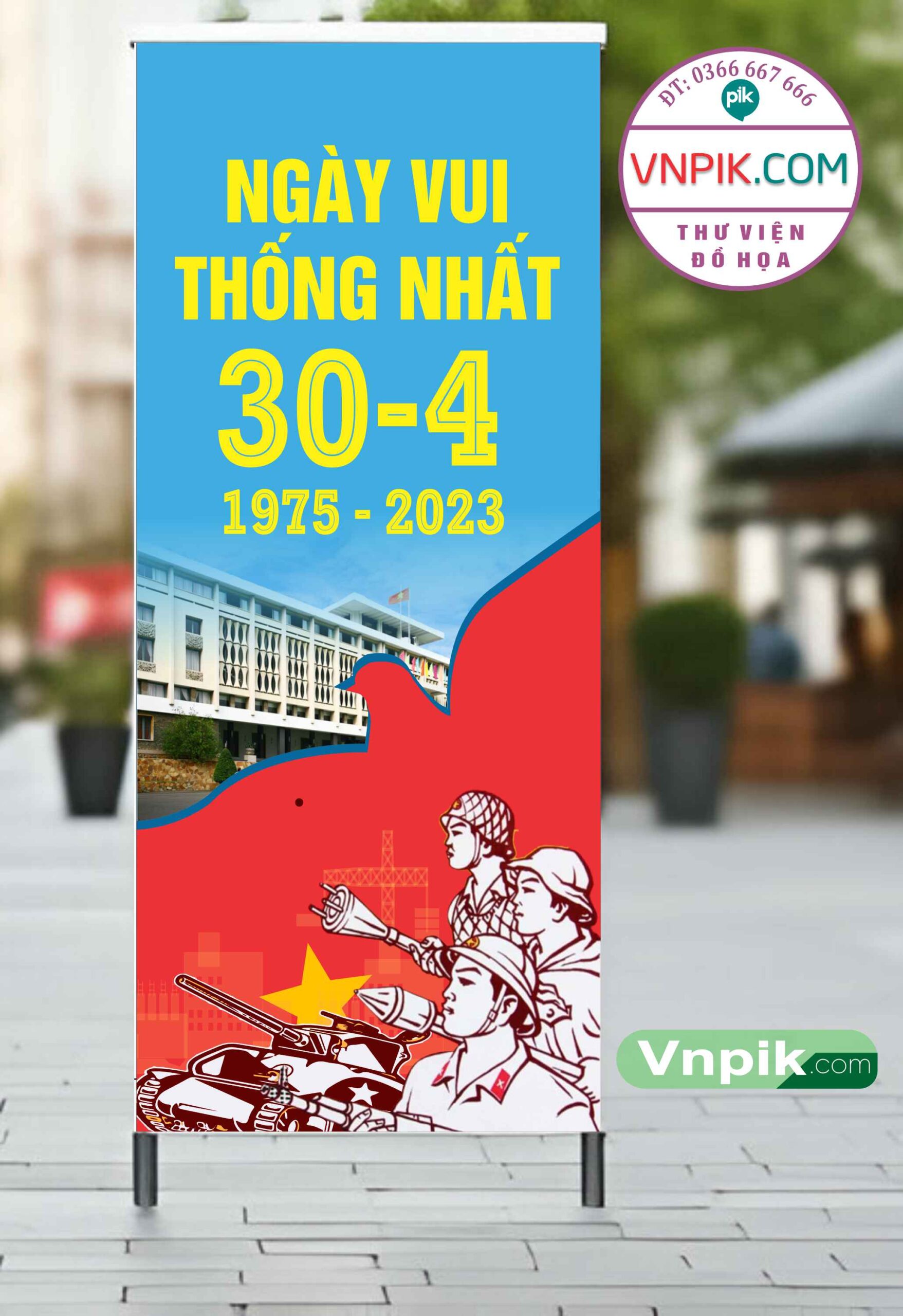 Mẫu Standee giải phóng miền nam 30 tháng 4 mẫu 08