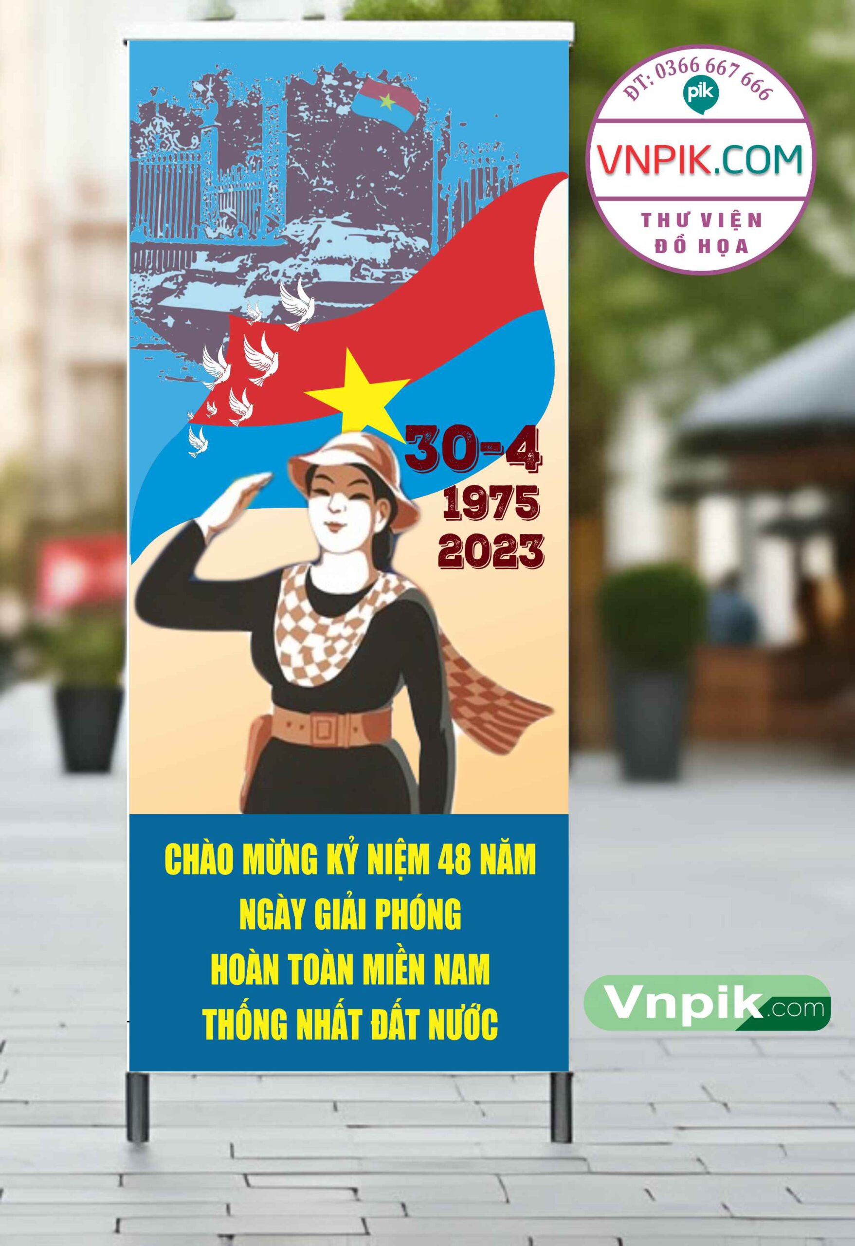 Mẫu Standee giải phóng miền nam 30 tháng 4 mẫu 09