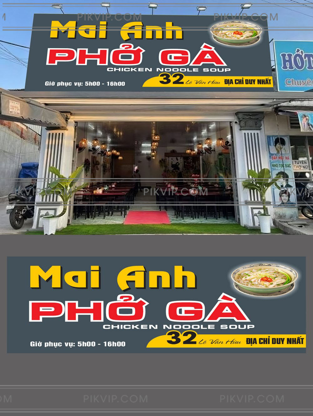 Mẫu bảng quảng cáo quán phở gà mai anh