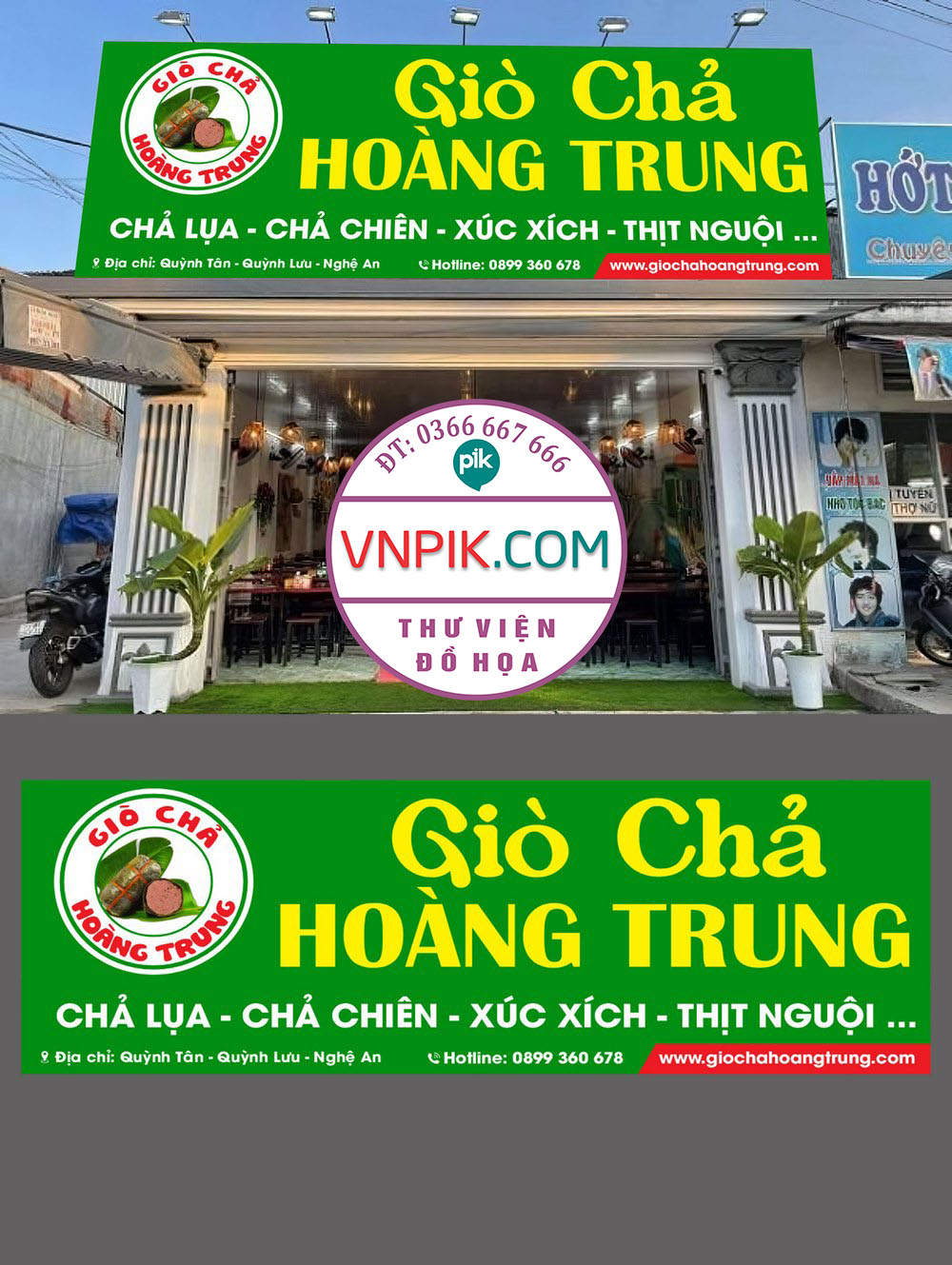 Mẫu bảng quảng cáo tiệm giò chả hoàng trung