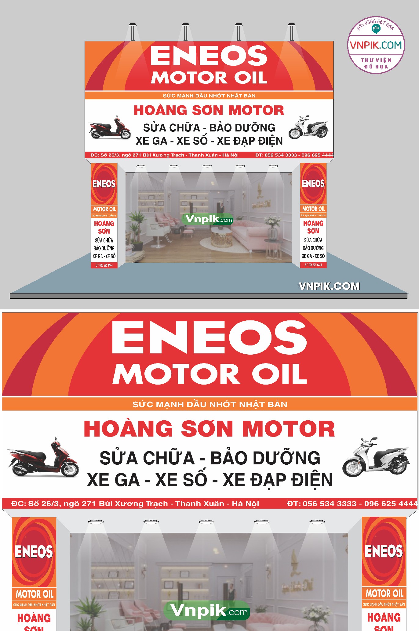 Mẫu biển cửa hàng sửa chữa bảo dưỡng xe Hoàng Sơn Motor